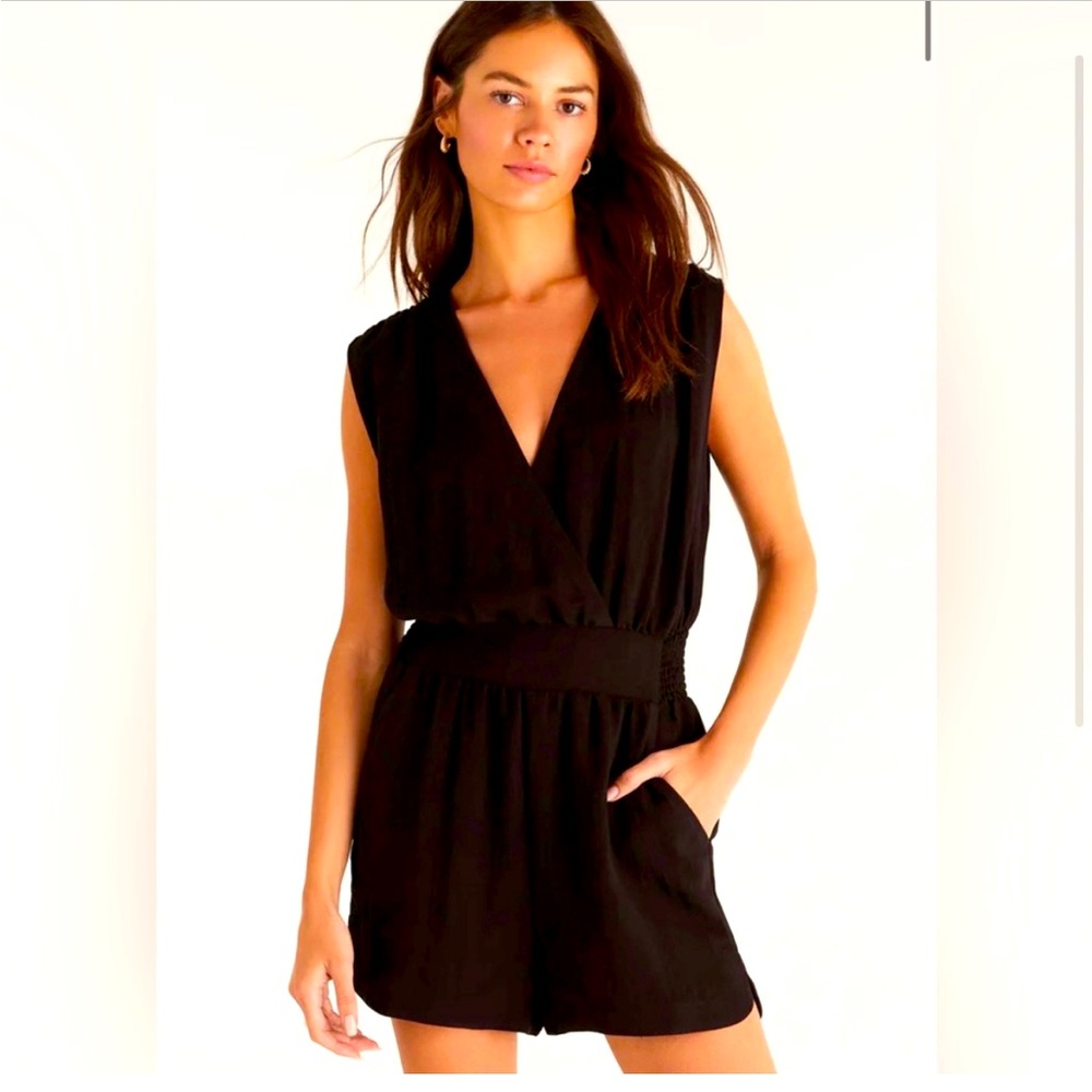 Z Supply Sun Tanned Romper New Medium Black